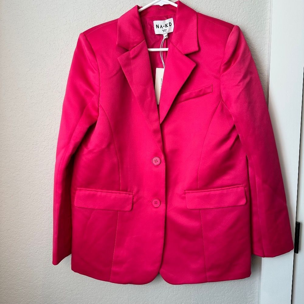 NWT NA-KD Hot Pink Oversized Blazer Size 36 - Small